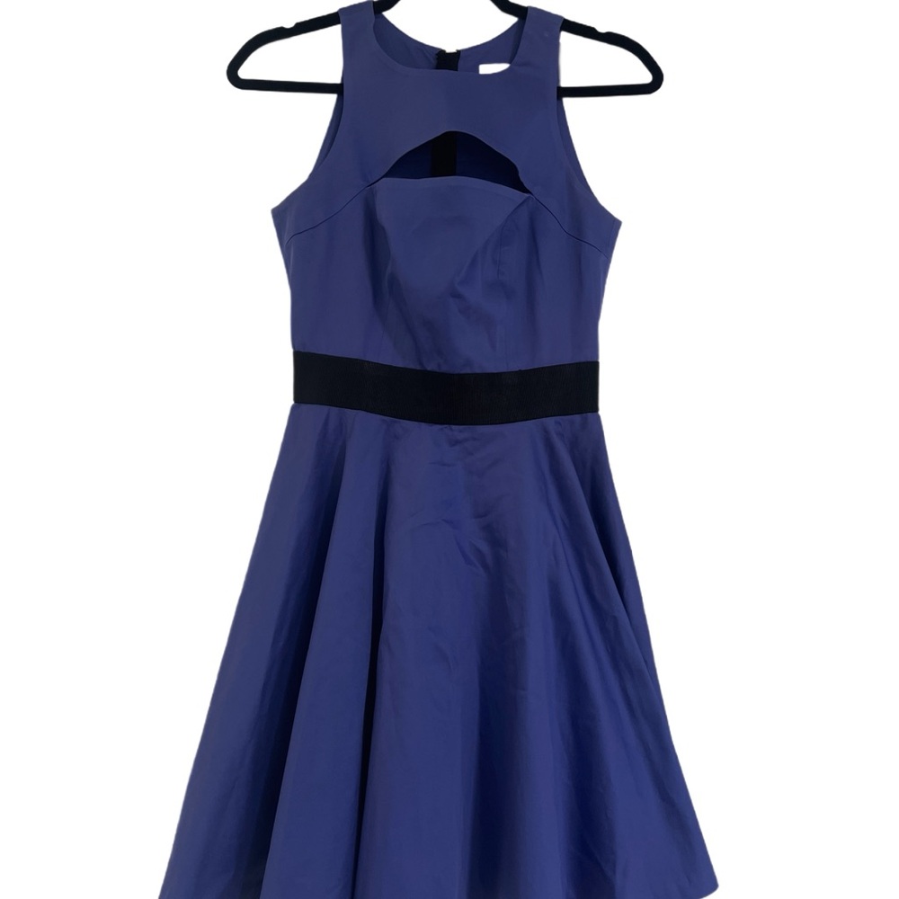 Milly sleeveless purple Fit-and-Flare Dress with Cutout Detail